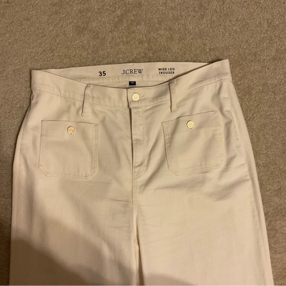 J. Crew Sailor Wide Leg Denim Pants Trouser with Gold Buttons Women’s 35 x 32 - Picture 13 of 13